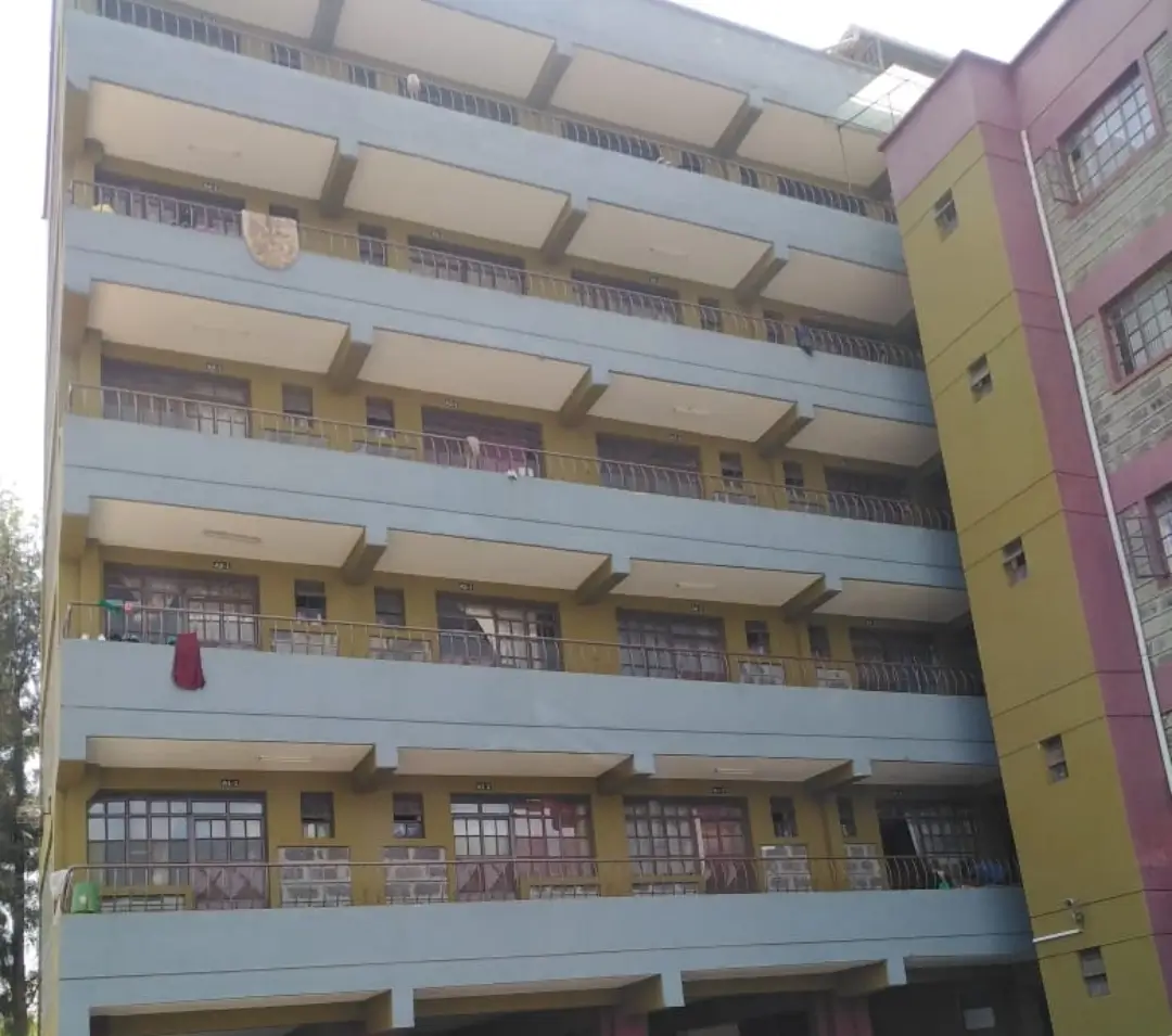 Multi-story residential building facade with balconies