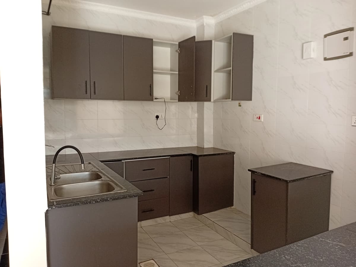 Modern kitchen with dark cabinetry and stainless steel sink