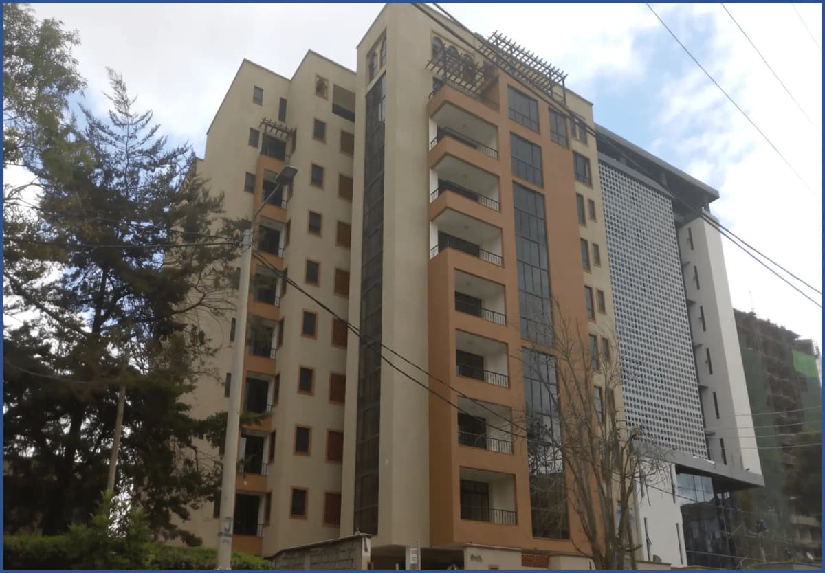 Multi-story residential building facade with balconies