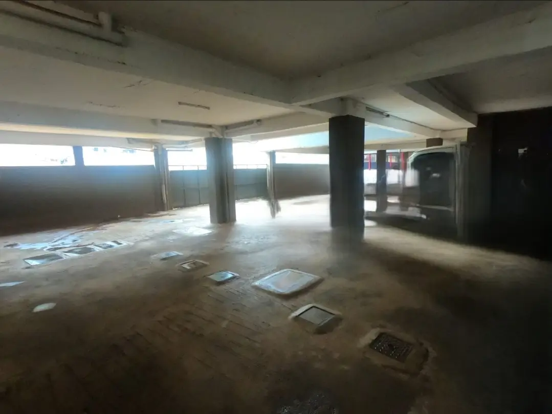 Basement parking level under construction with support columns