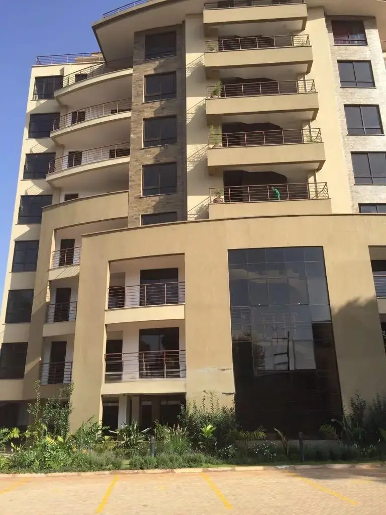 Modern curved apartment building facade with balconies