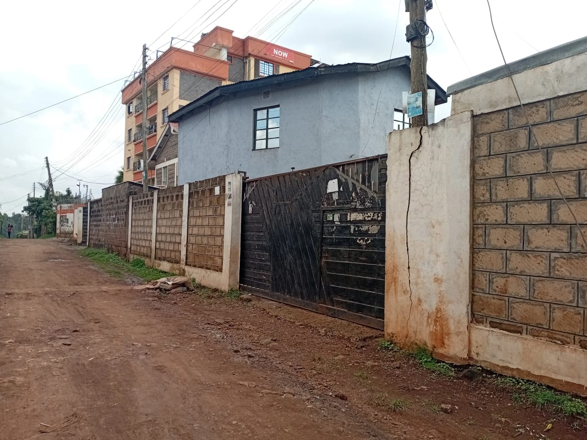 Compound entrance with metal gate and brick walls