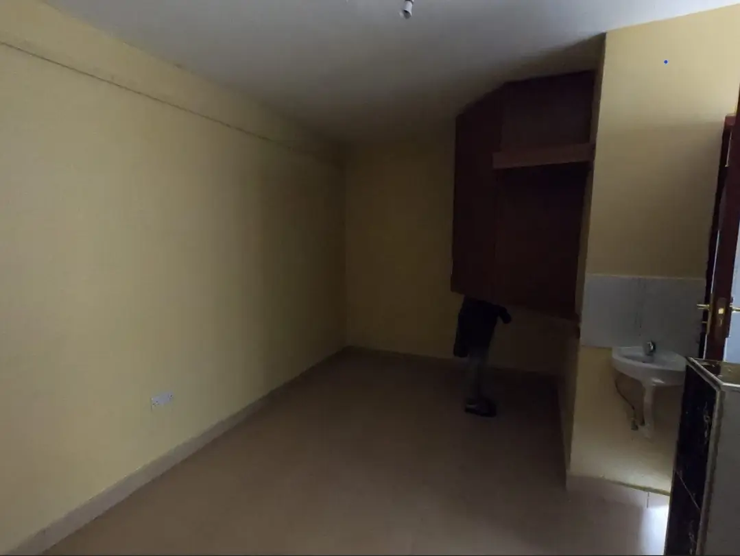 Unfurnished bedroom with adjoining en-suite bathroom visible