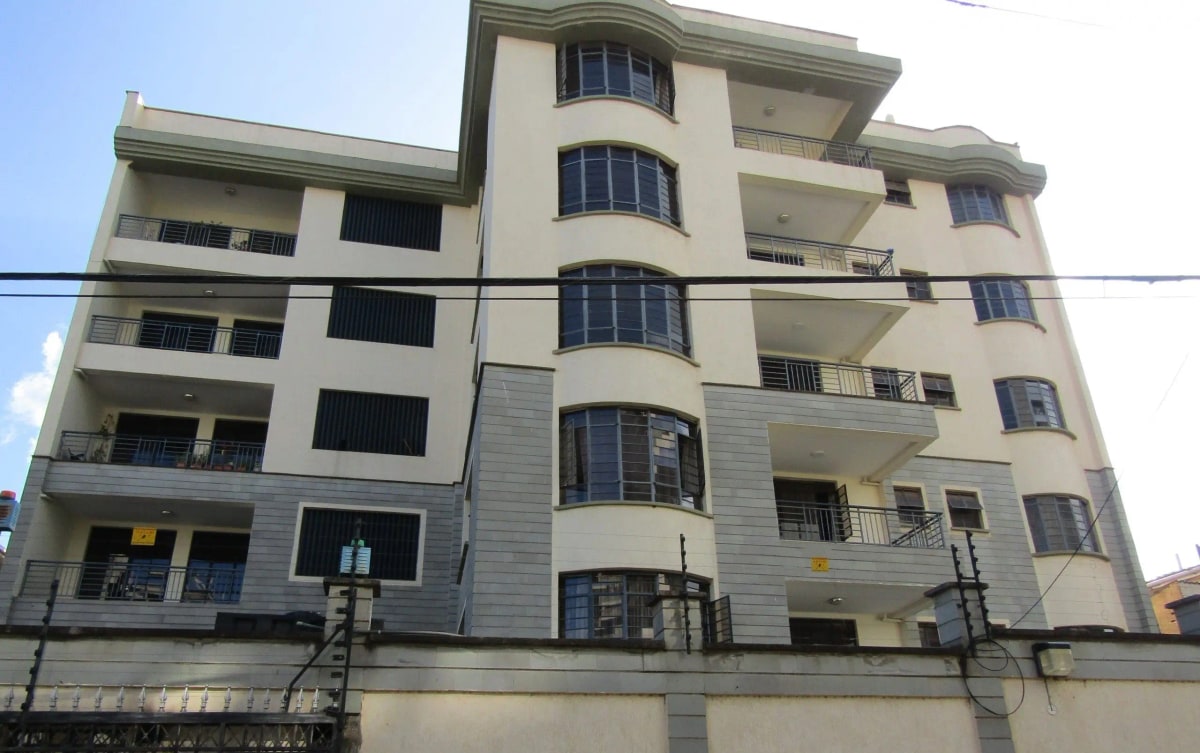Multi-story residential building facade with balconies