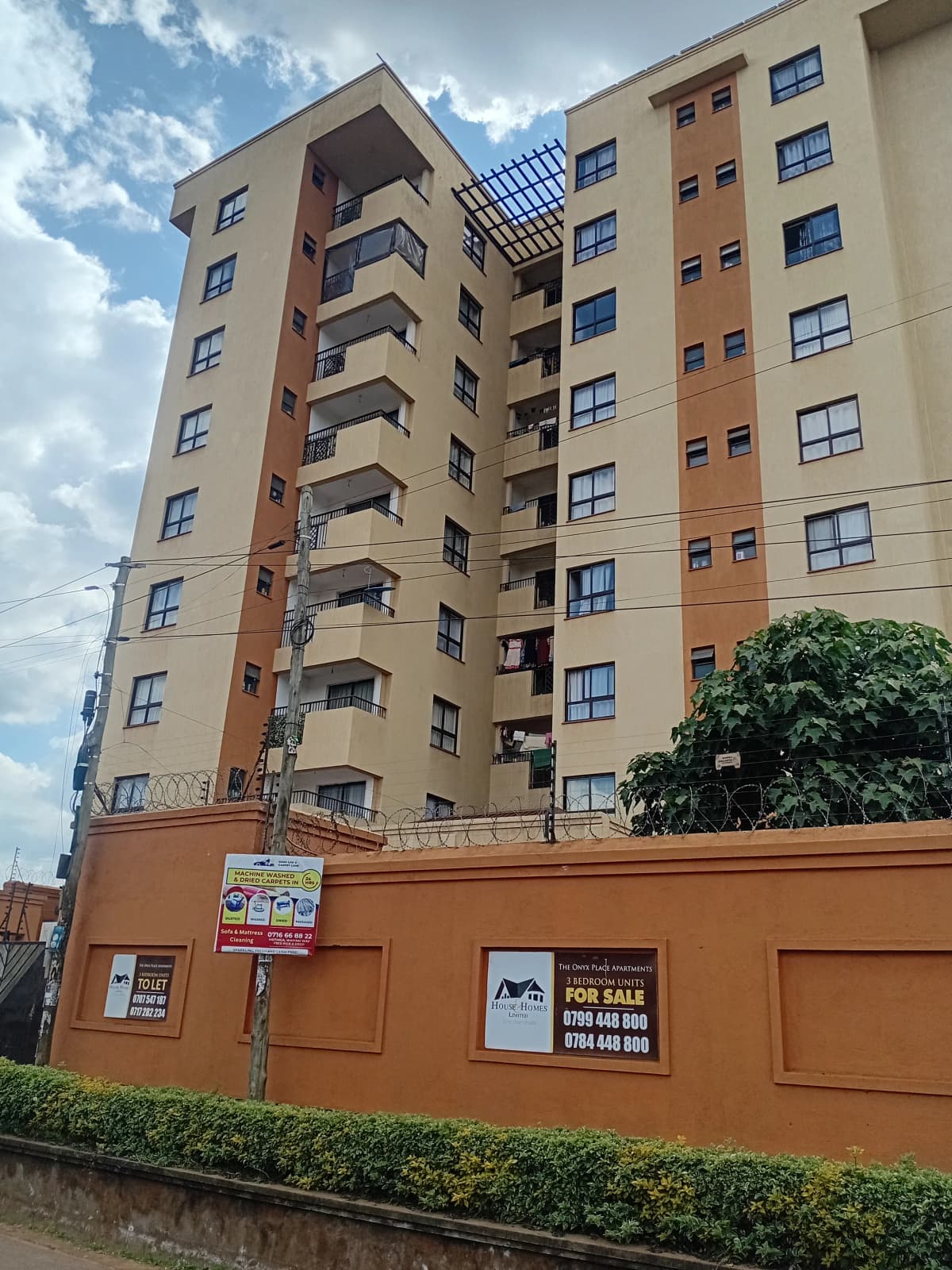Multi-story residential apartment building with balconies
