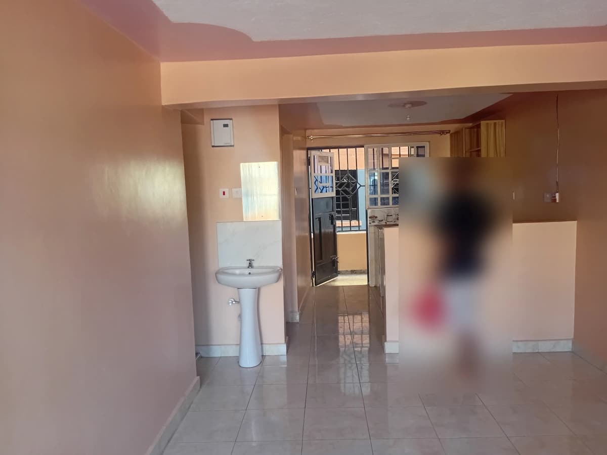 Open-plan lobby and bathroom area with pedestal sink visible
