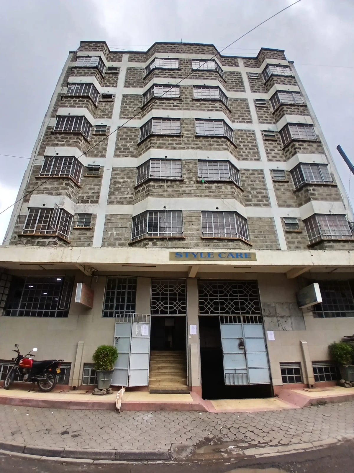 Multi-story residential building facade with balconies