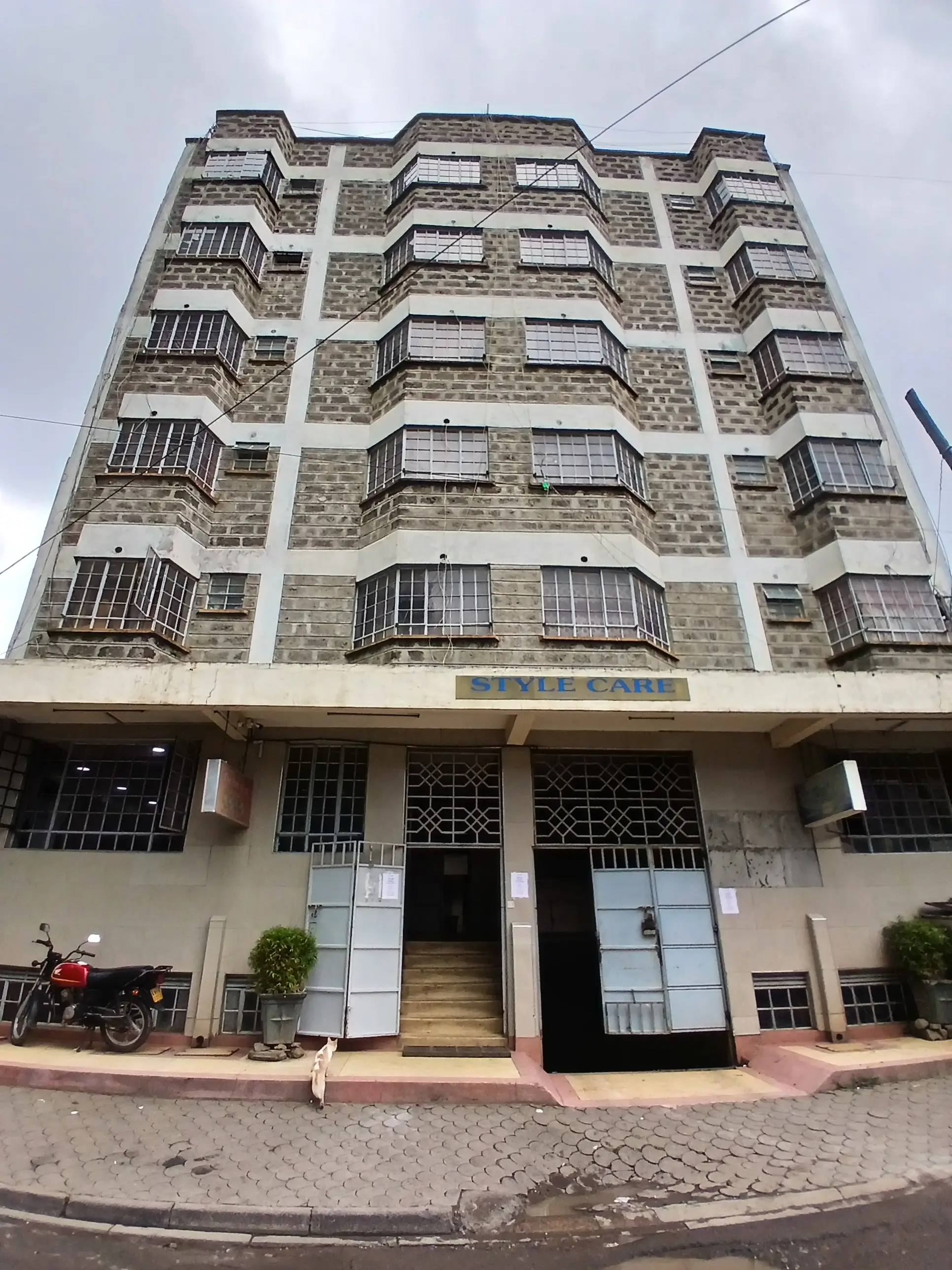 Multi-story residential building facade with balconies