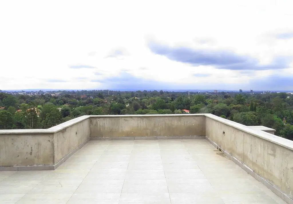 Rooftop terrace with expansive city and landscape views