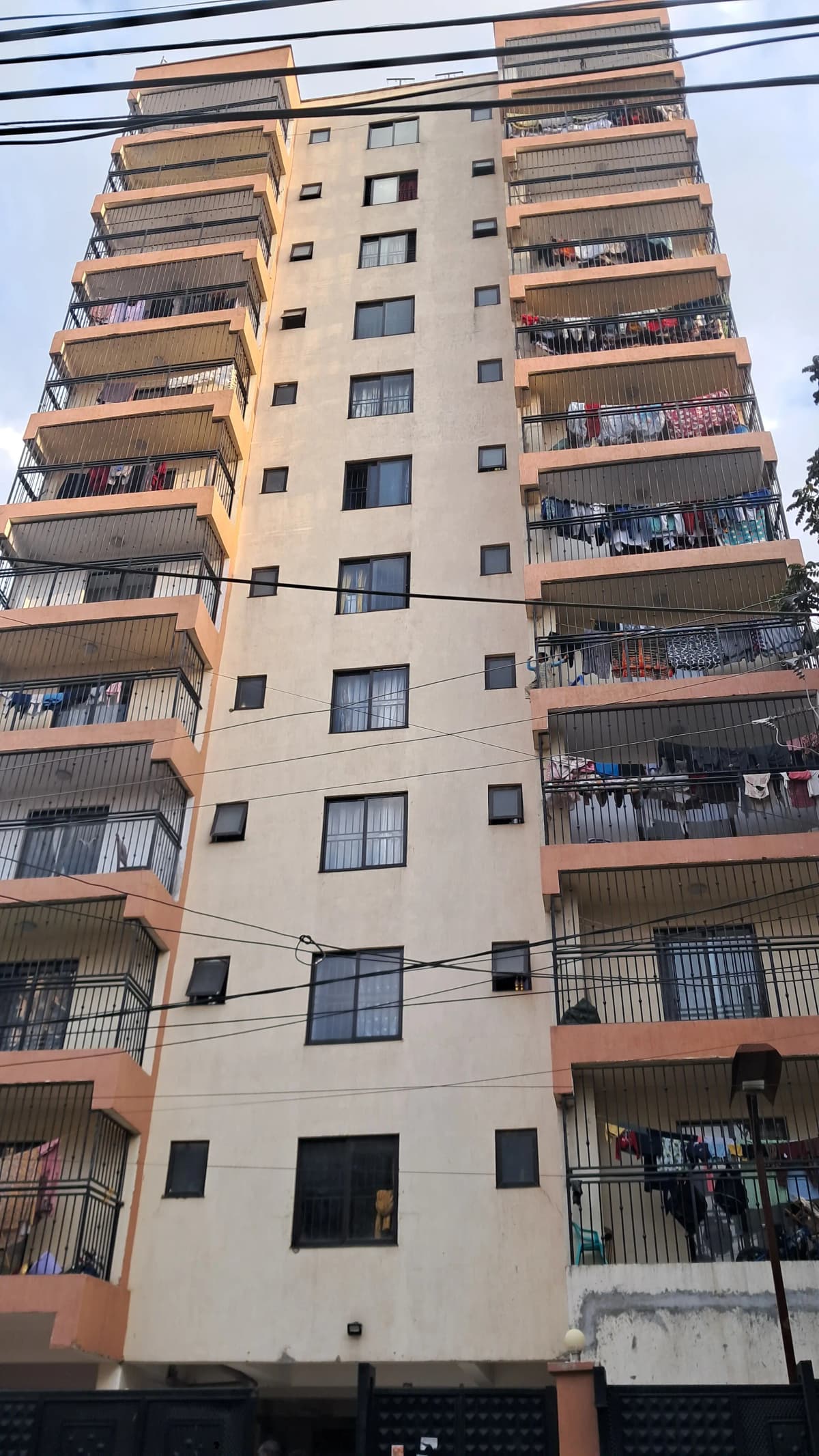 Multi-story residential building facade with balconies
