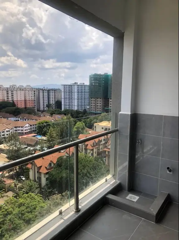 Elevated balcony with panoramic city and landscape views